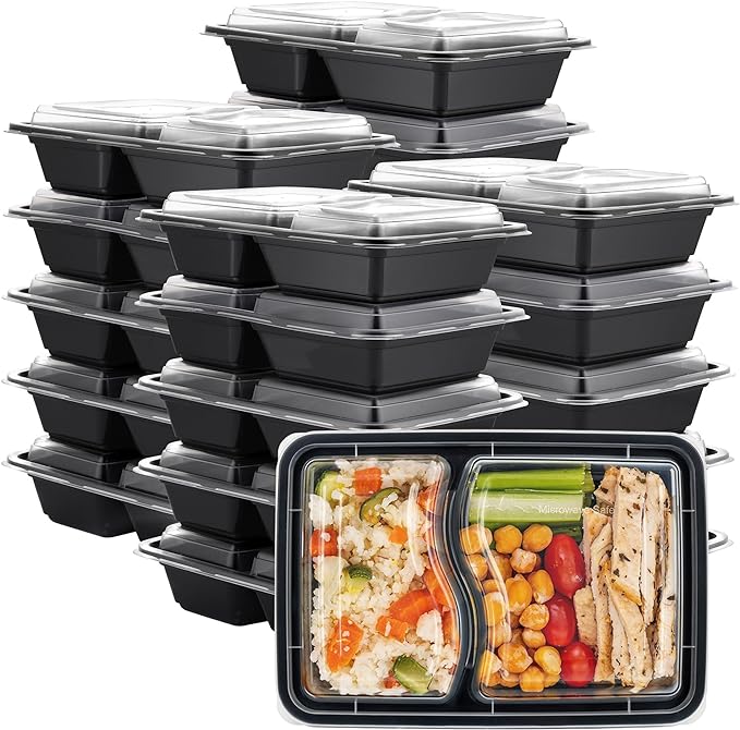 GUSTO 28 oz - 2 Compartment Meal Prep Containers by GUSTO