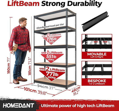 HOMEDANT 5-Tier Laminated Boltless Heavy Duty Metal Shelving Unit Adjustable - Image 2