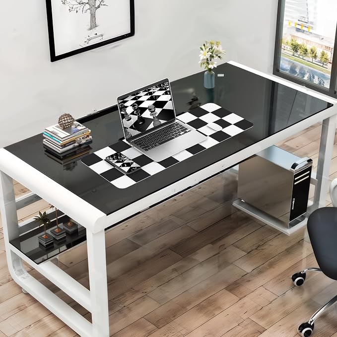 Non-Slip Checkered Desk Mat, Waterproof PU Leather Protector, Large Blotter - Image 7