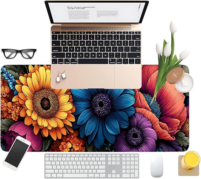 Flower Gaming Mouse Pad 31.5"x11.8"Desk Mat Anti-Slip Rubber Base & Durable - Image 8