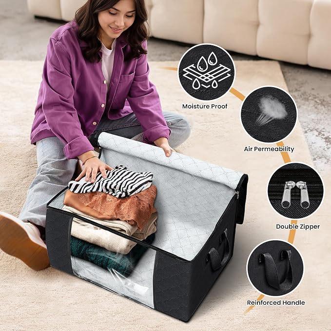 Fab totes Storage Bags, Clothes Blanket Storage Bins Foldable Closet Organizers - Image 4