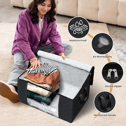 Fab totes 10 Pack Clothes Storage, Foldable Thick Fabric Blanket Storage Bags - Image 4