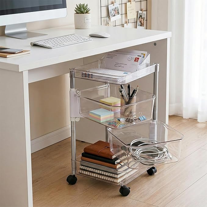 OnDisplay 360° Rotating Clear Storage Trolley – Multi-Tier Rolling Acrylic - Image 2