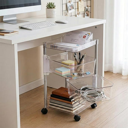 OnDisplay 360° Rotating Clear Storage Trolley – Multi-Tier Rolling Acrylic - Image 2