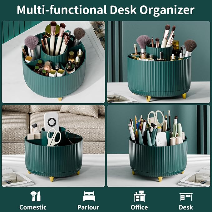 360° Rotate Makeup Brush Holder Organizer, Makeup Organizers Countertop - Image 3