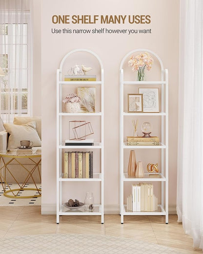 Hzuaneri Bookcase Bookshelf, Tempered Glass Bookshelves | Slim Shelving Unit - Image 3