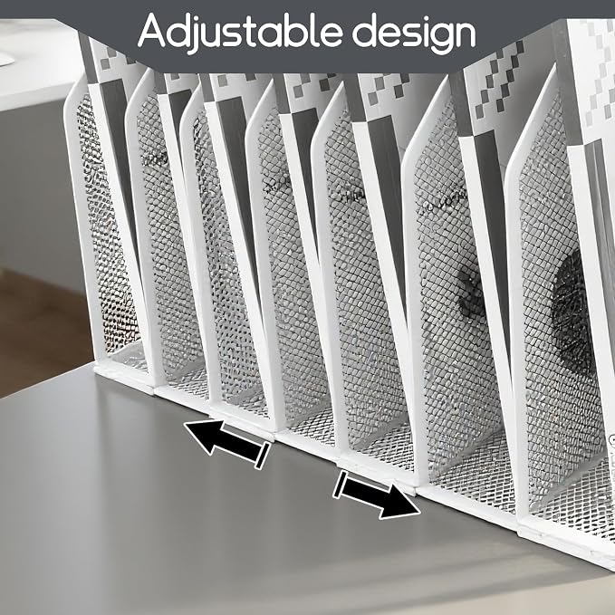 Adjustable Desk File Organizer, Detachable Office Folder Organizer, Compact - Image 2