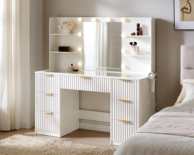 AMERLIFE 47.2" Fluted Vanity Desk by AMERLIFE