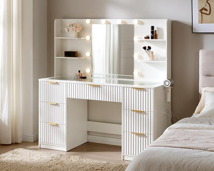 AMERLIFE 47.2" Fluted Vanity Desk by AMERLIFE