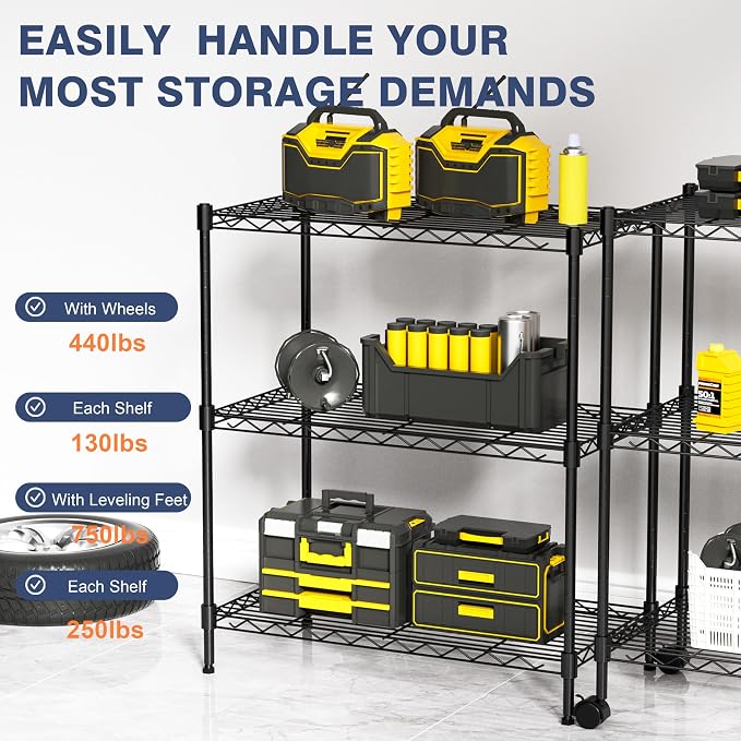 3-Tier Wire Shelf Rack, Wire Metal Shelving - Image 8