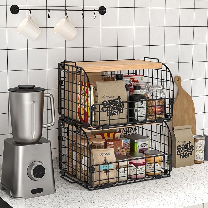 2 Set Stackable Wire Basket - Image 2