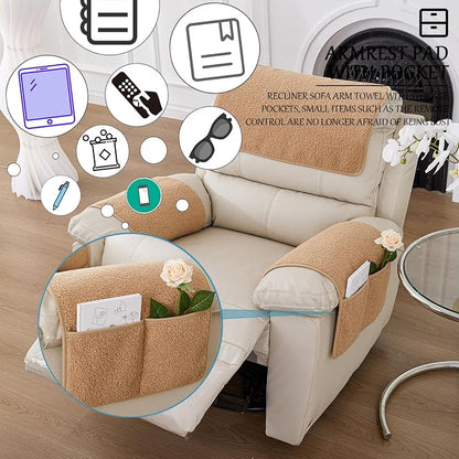 Armrest Cover, Recliner Chair Protector, Furniture Protector Slip, Side Storage - Image 3