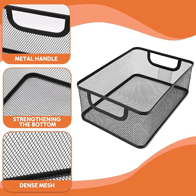 2 Pack EsOffcce Metal Mesh Steel Basket, 2 Size Household Food Sundry Storage - Image 2