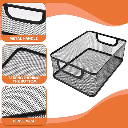 2 Pack EsOffcce Metal Mesh Steel Basket, 2 Size Household Food Sundry Storage - Image 2
