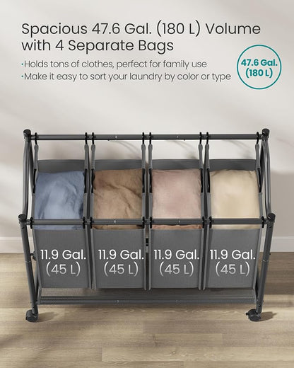 SONGMICS Rolling Laundry Sorter Basket - Image 3