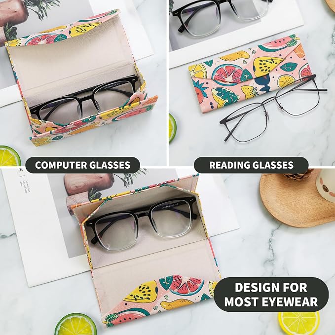 Foldable Glasses Case, Magnetic PU Leahter Sunglasses Case, Cute Hard Shell - Image 2
