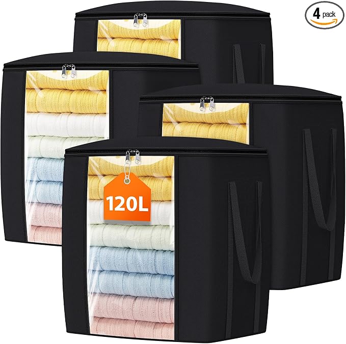 120L Extra Large Clothes Storage Bags, Foldable Blanket Storage and Organization by Unknown