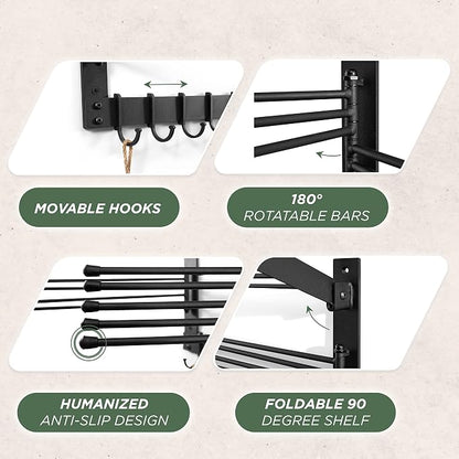 BATODA Wall-Mounted Steel Clothes Drying Rack - Image 2