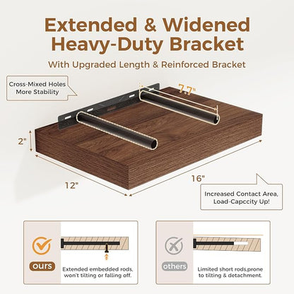 12 Inch Deep Floating Shelves, 16 x 12 Floating Shelf - Image 3
