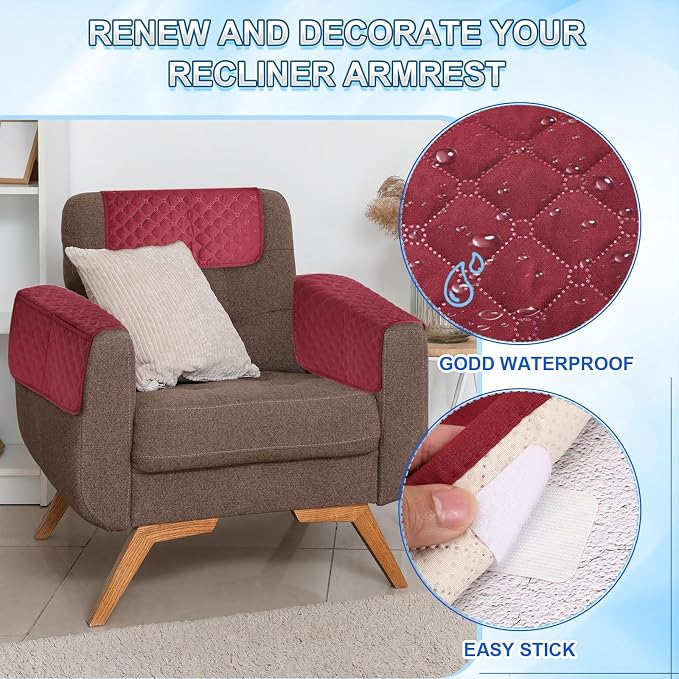 uxcell 4Pcs Sofa Armrest Covers, Armchair Covers - Image 5