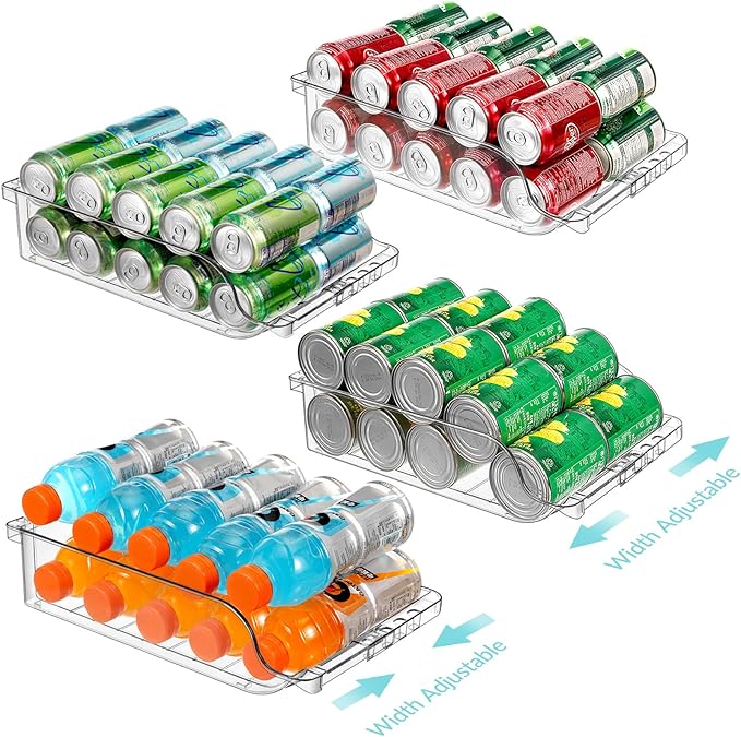 4 Packs Clear Width Adjustable Soda Can Organizer by BingoHive