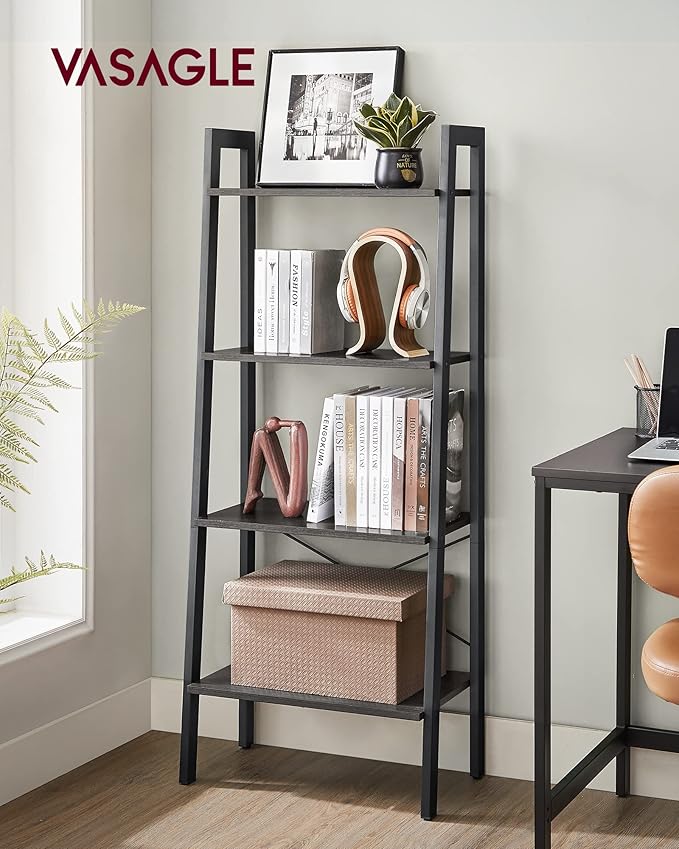 VASAGLE Ladder Shelf, 4-Tier Bookshelf, Storage Rack, Bookcase - Image 2