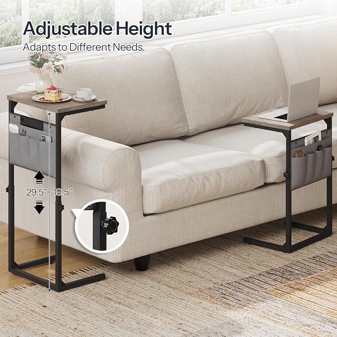 HOOBRO C Shaped End Table, 29.5’’ Adjustable Height Side Table - Image 6