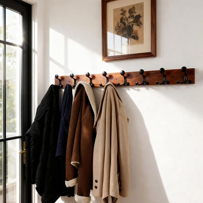 SKOLOO 43-Inch Wood Coat Rack Wall Mount - Image 2