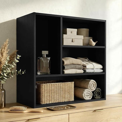 Homes: Inside + Out Apexa 4-Vertical Storage Organizer Shelves, Stackable Wood - Image 2