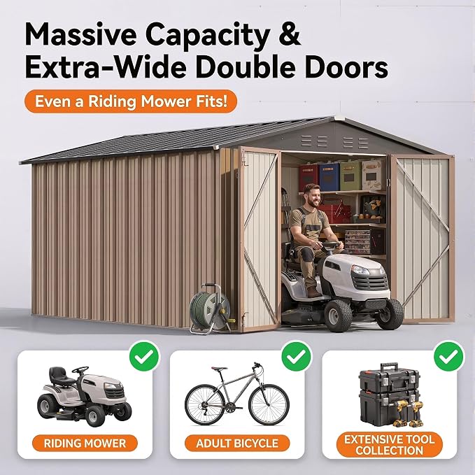 Devoko 8x10 FT Outdoor Storage Shed, Metal Tool Shed - Image 4