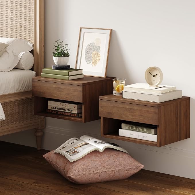 Nathan James Jackson Wall Mounted Floating Bedroom Nightstand by Unknown