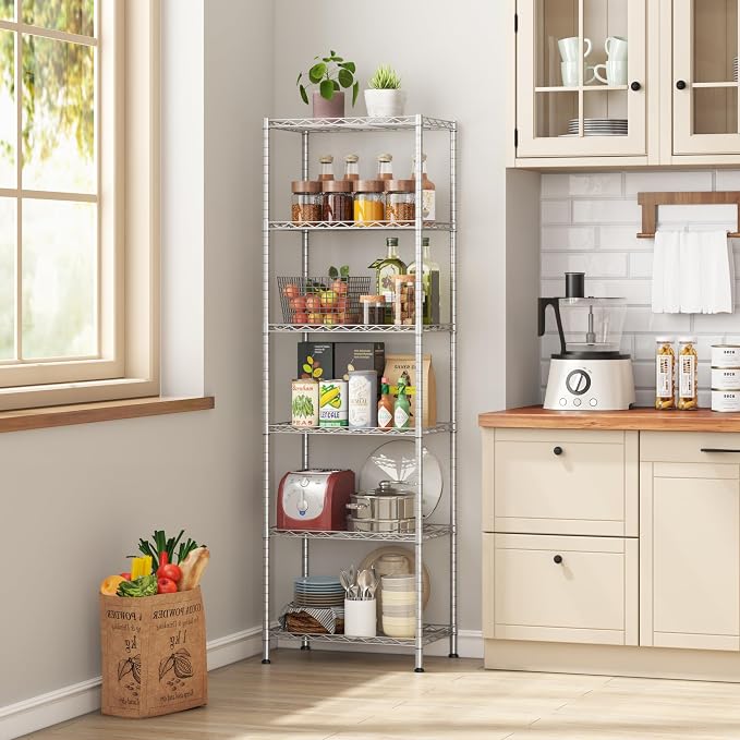 HOMEFORT 6-Shelving Unit, Adjustable Wire Shelving, Metal Wire Shelf Rack - Image 2