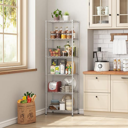 HOMEFORT 6-Shelving Unit, Adjustable Wire Shelving, Metal Wire Shelf Rack - Image 2