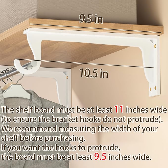 10inch Closet Rod Support Bracket Heavy Duty 400lb | Easy Installation Closet - Image 3