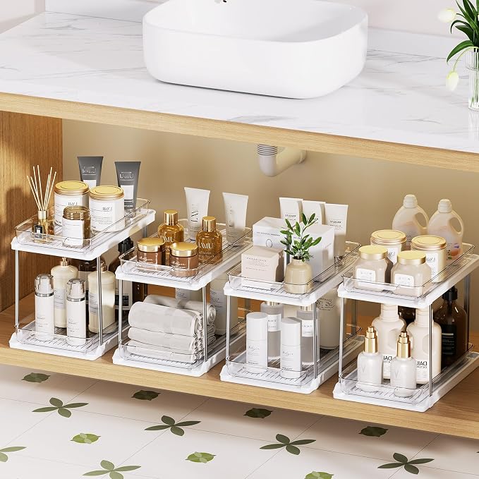 Delamu 2-Tier Bathroom Under Sink Organizers and Storage, Pull Out Cabinet - Image 9