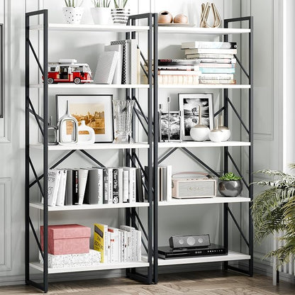 Vongrasig 5 Tier Bookshelf, Modern Tall Bookcase, Industrial Book Shelves - Image 9