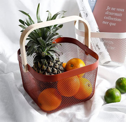 AJIODA Metal Mesh Steel Basket, Storage Organizer Basket Multi-functional - Image 2