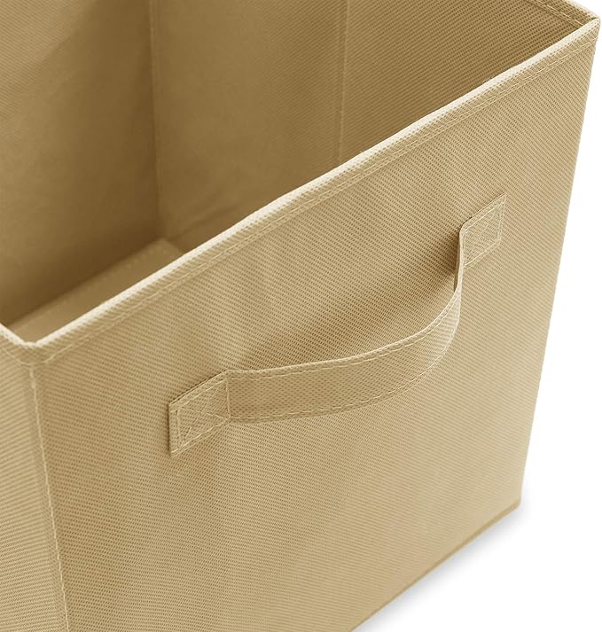 Casafield Set of 6 Collapsible Fabric Cube Storage Bins, Sandy Beige - Image 3