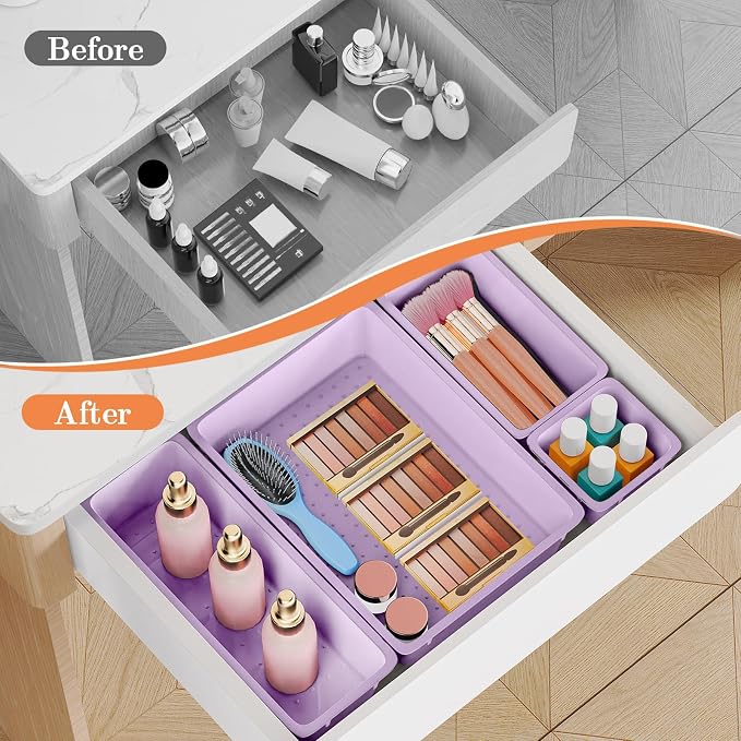 25 PCS Plastic Drawer Organizer Set, 4-Size Versatile Organizer Trays & storage - Image 4