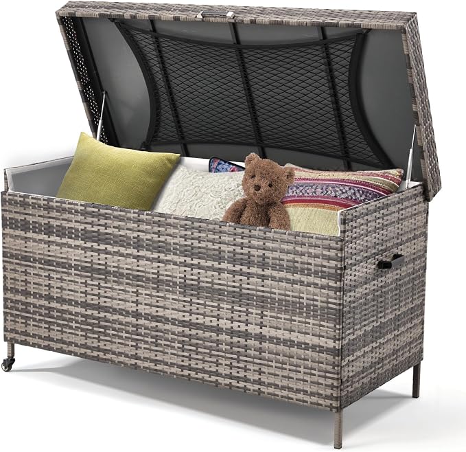 AVAWING 240 Gallon Wicker Deck Box - Image 9