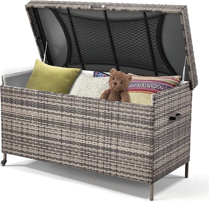 AVAWING 240 Gallon Wicker Deck Box - Image 9