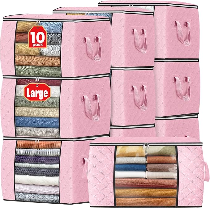 Fab totes 24 Gallons Clothes Storage, Foldable Thick Fabric Blanket Storage Bags by Fabtotes