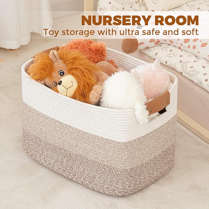 danpinera Rectangle Blanket Storage Basket, Large Blanket Basket Living Room - Image 5