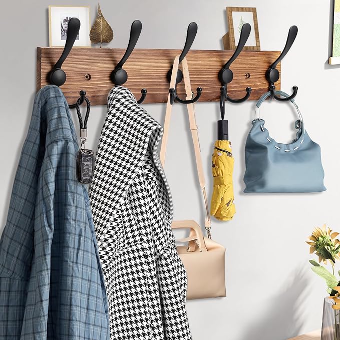 2pcs Coat Rack Wall Mount Wooden Hat Rack - Image 4