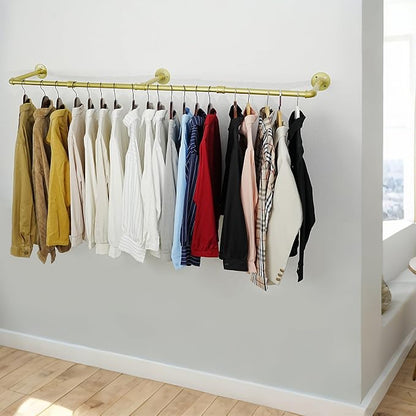 WEBI Industrial Pipe Clothing Rack, Heavy Duty Metal Garment Rack Bar Wall - Image 3