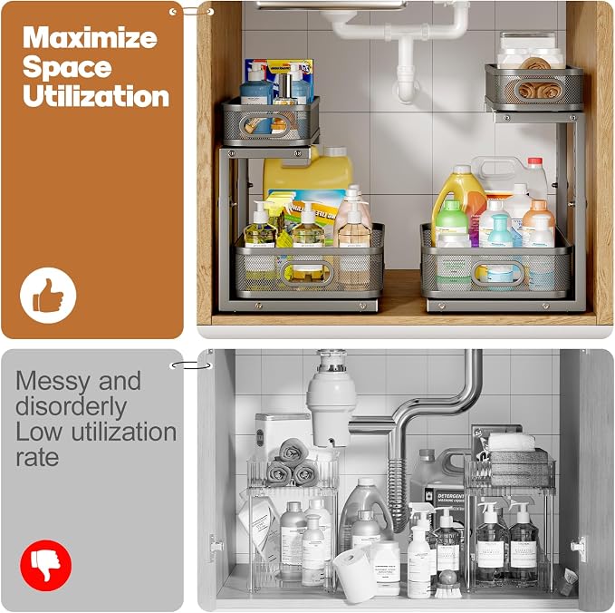 2 Pack 17.3IN-Depth Under Sink Organizer - Image 5