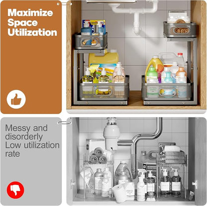 2 Pack 17.3IN-Depth Under Sink Organizer - Image 5