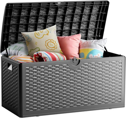 80 Gallon Deck Box, Double Layer Waterproof Resin Outdoor Indoor Storage Box by Unknown