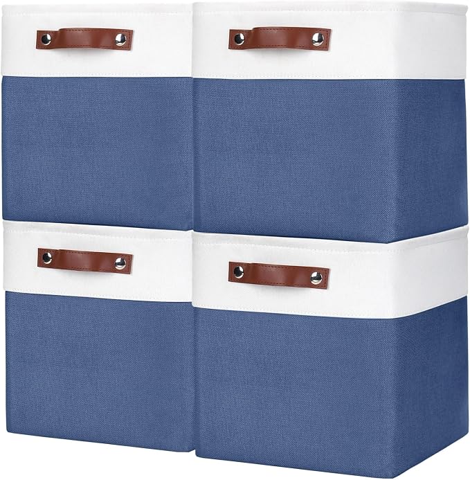 Collapsible Fabric Storage Cubes 11x11 Cube Storage Bins, 4 Pack Closet Baskets by Bagnizer