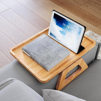 Couch Arm Tray, Bamboo Folding Sofa Tray, Sofa Armrest Trays Clip-On Couch Desk - Image 2